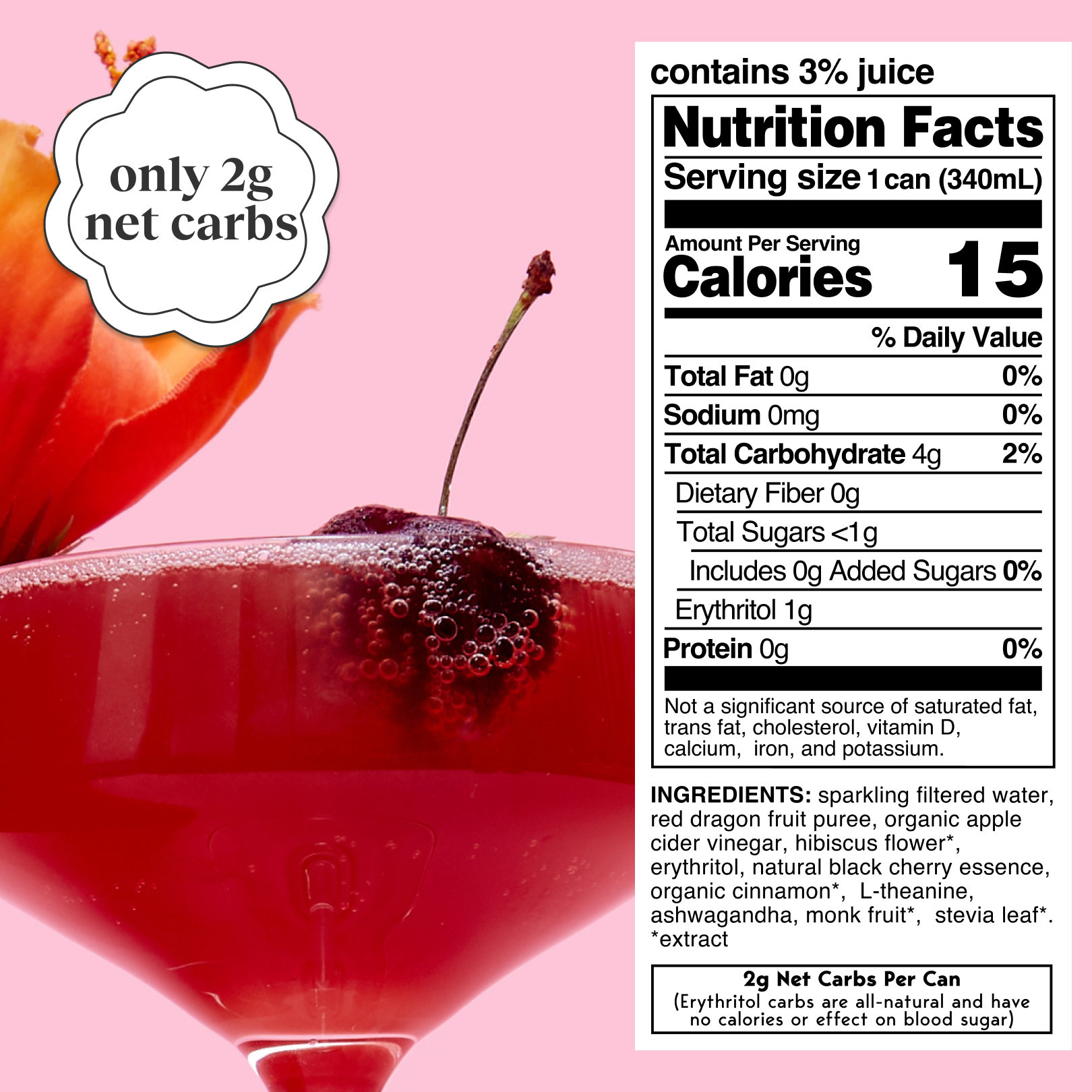 cherry hibiscus (sparkling mocktail | 24 pack)