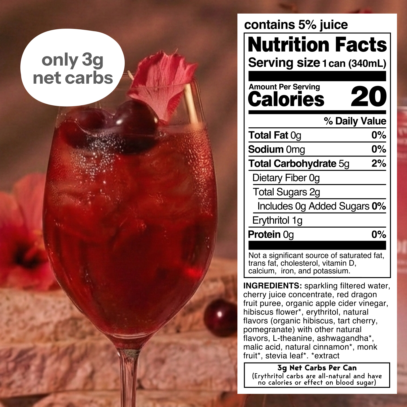 cherry hibiscus (sparkling mocktail | 12 pack)