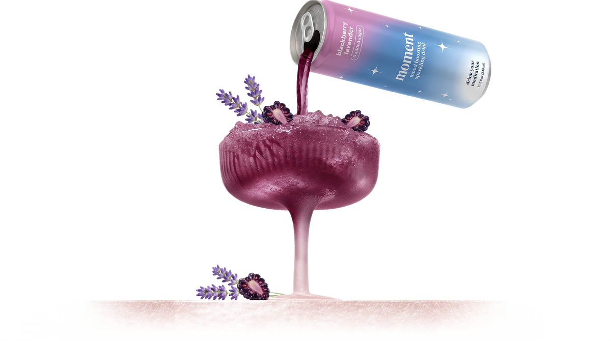 This is a picture of the Blackberry Lavender can pouring into a glass