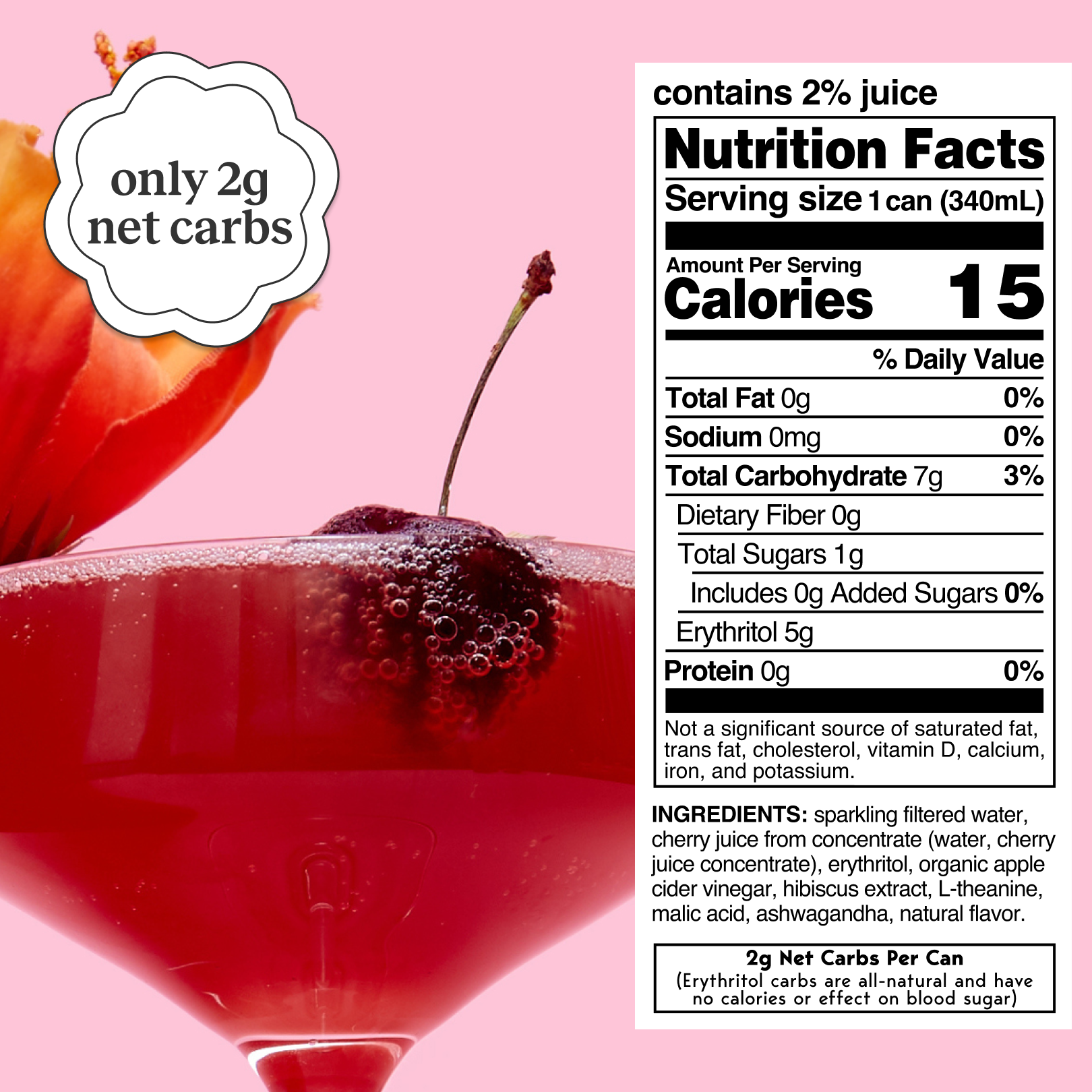 cherry hibiscus (sparkling mocktail | 12 pack)