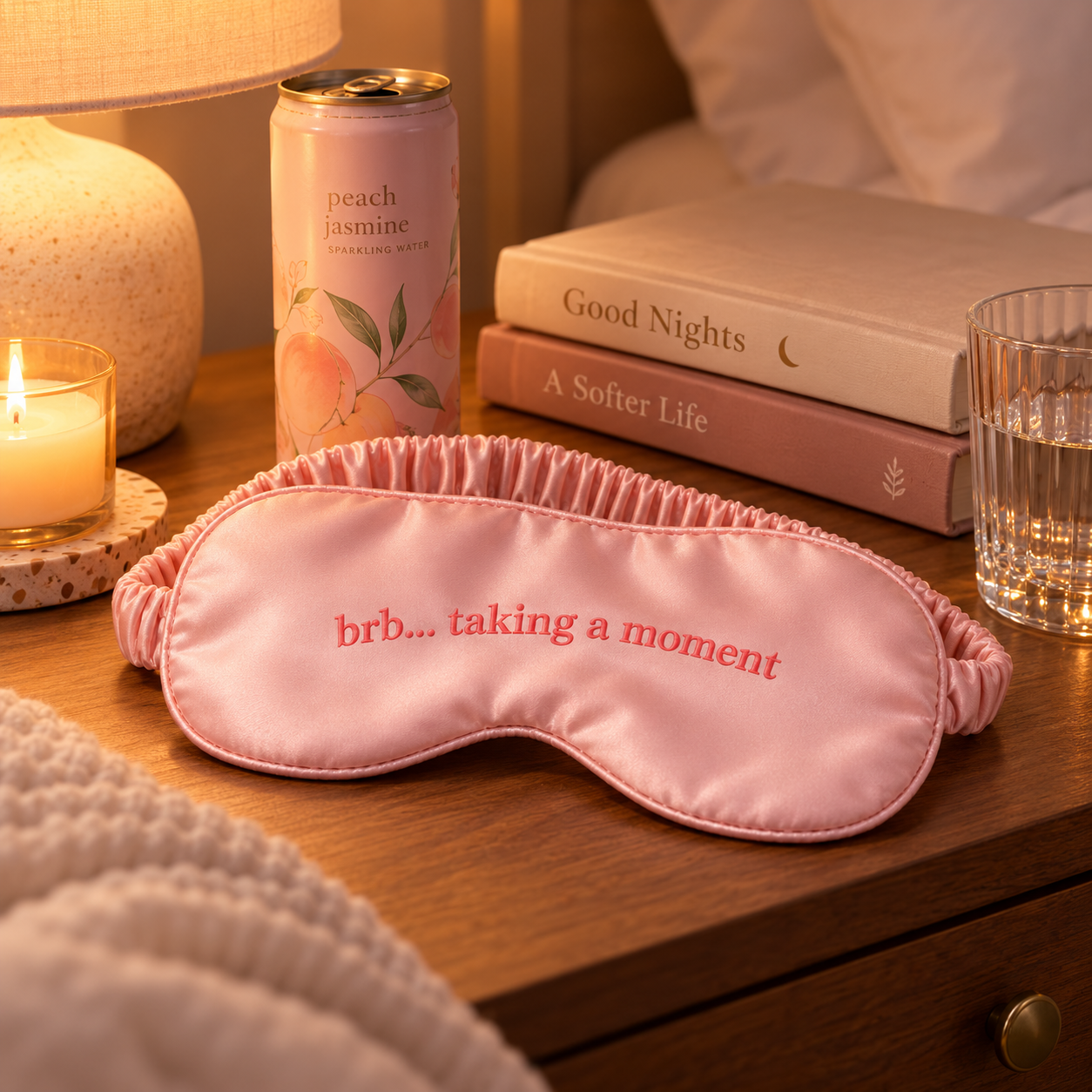 brb blush satin sleep mask
