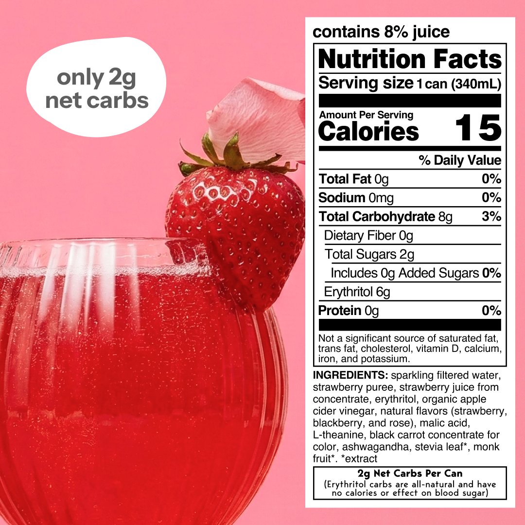 strawberry rose (botanical soda | 12 pack)
