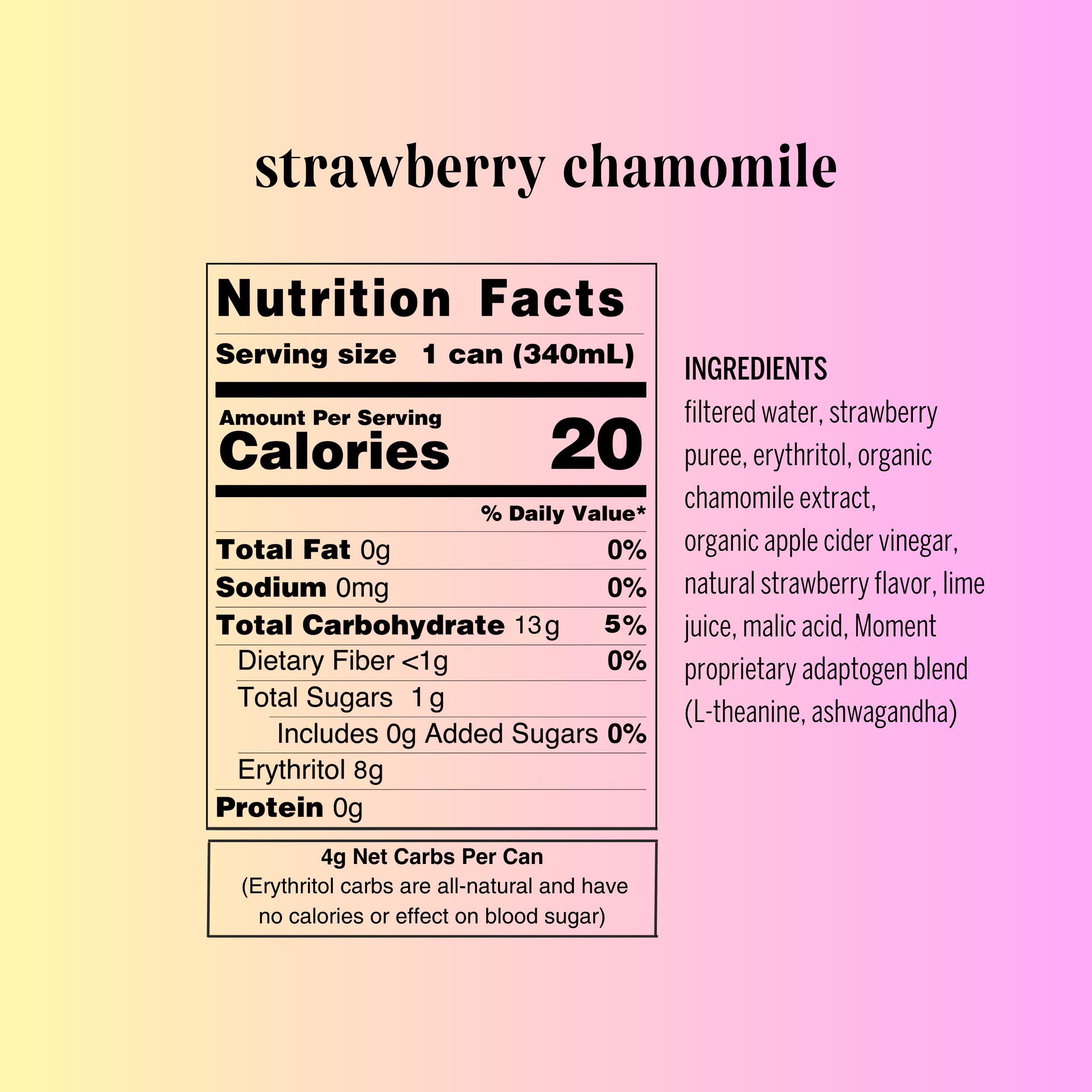 strawberry chamomile adaptogen drink (12-pack)