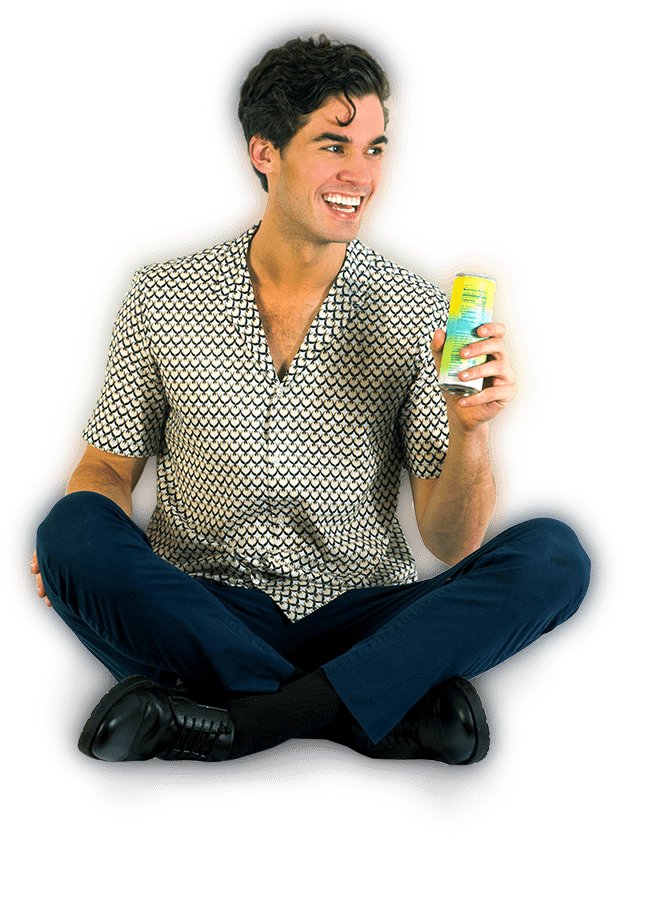 man drinking moment functional beverage with bike