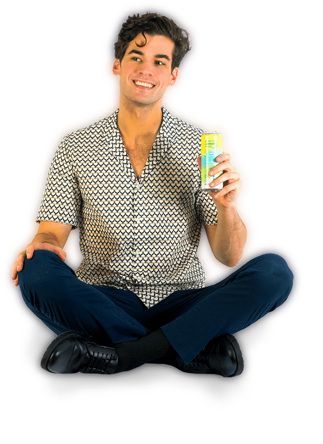 man drinking moment functional beverage with bike